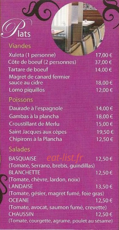 Ibaina restaurant — carte page 2