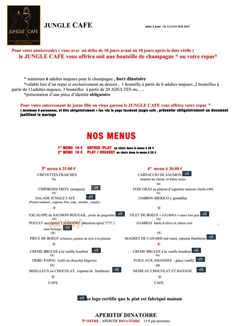 Jungle Café — carte page 8