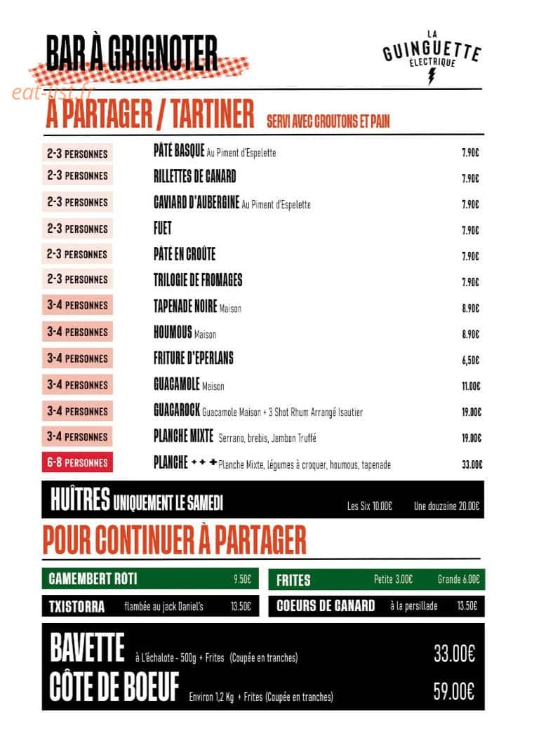 La Guinguette Électrique — carte page 1