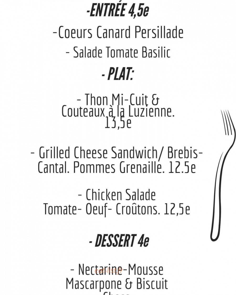Le Food Shop — carte page 1