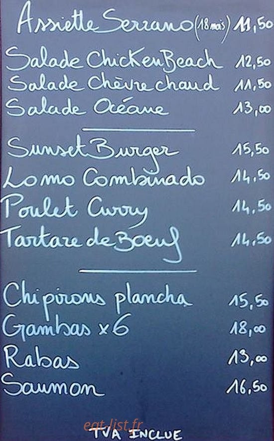 Le Sunset — carte page 1