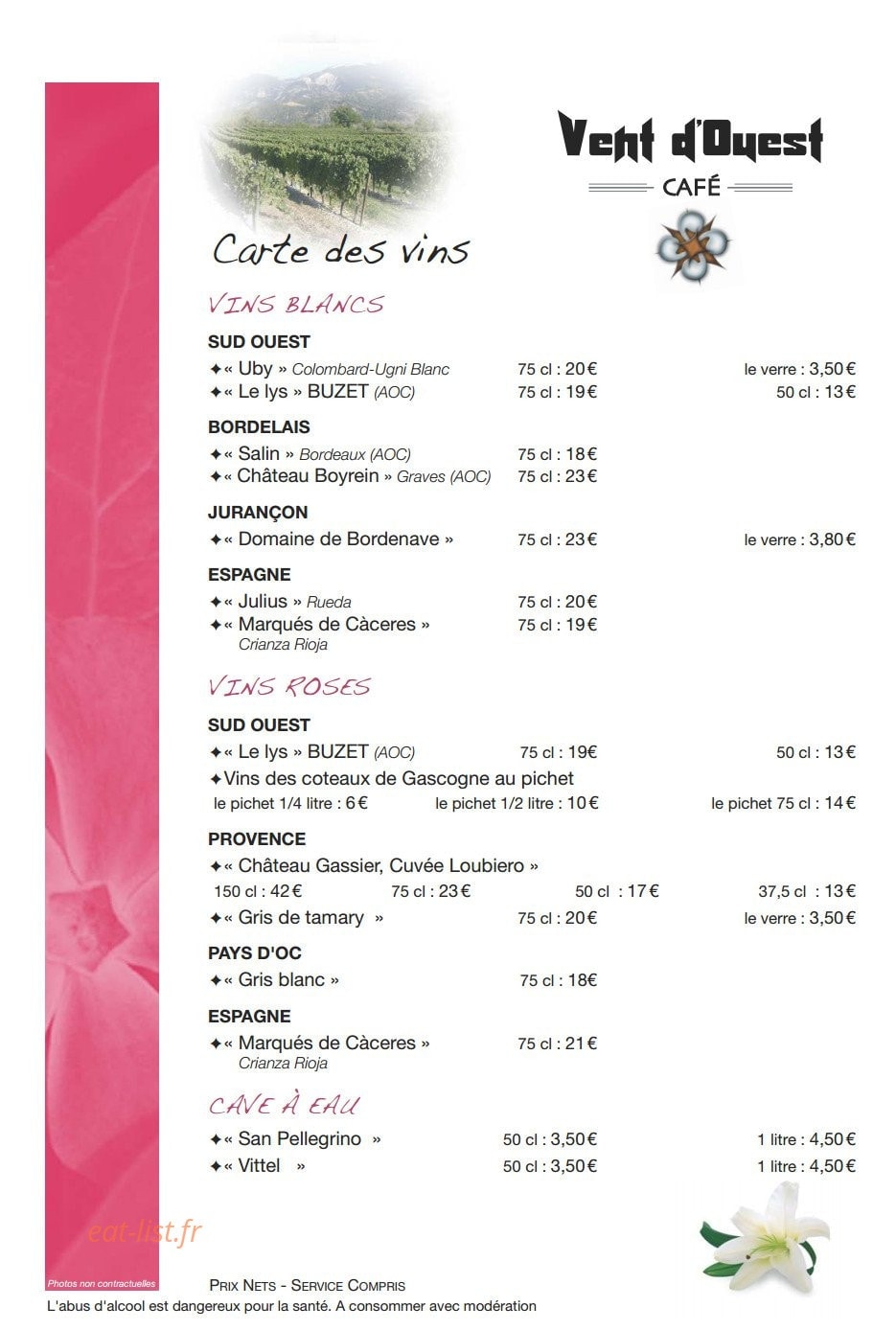 Le Vent d'Ouest — carte page 8