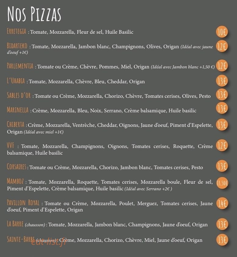 Mamboz Pizza — carte page 1