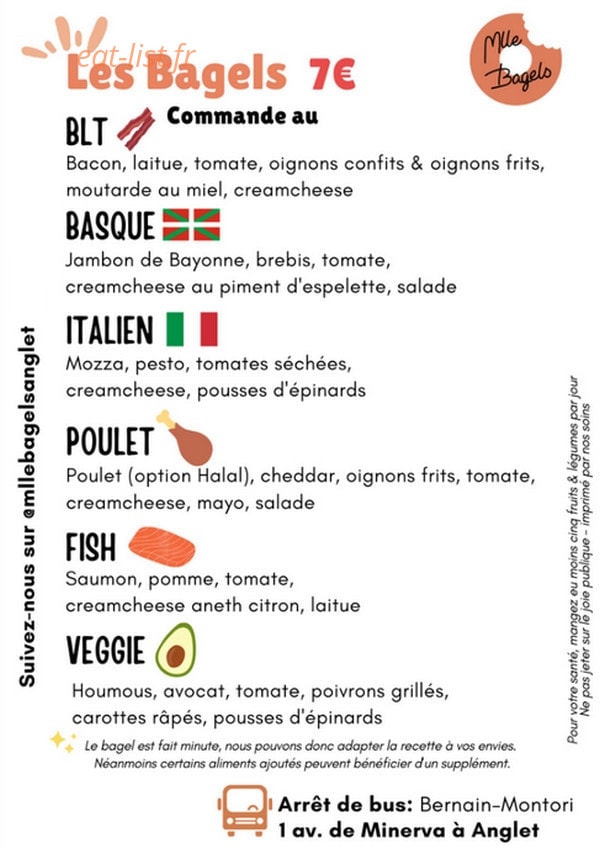 Mlle Bagels — carte page 1