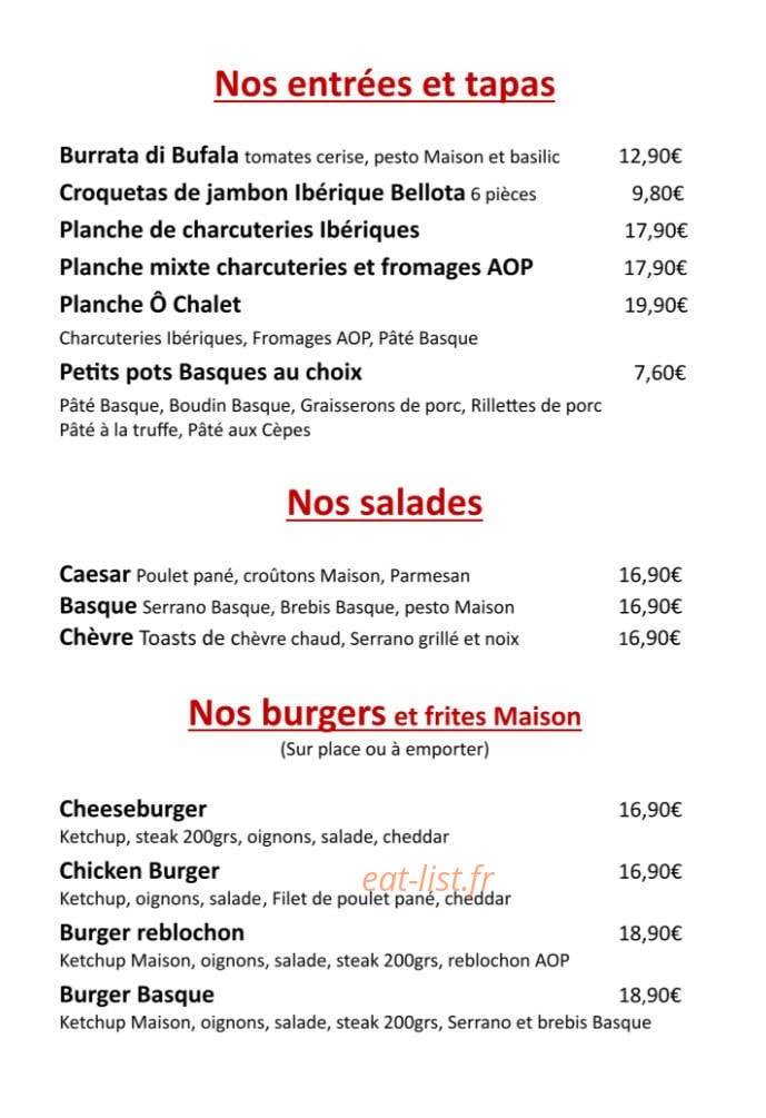 O Chalet — carte page 1