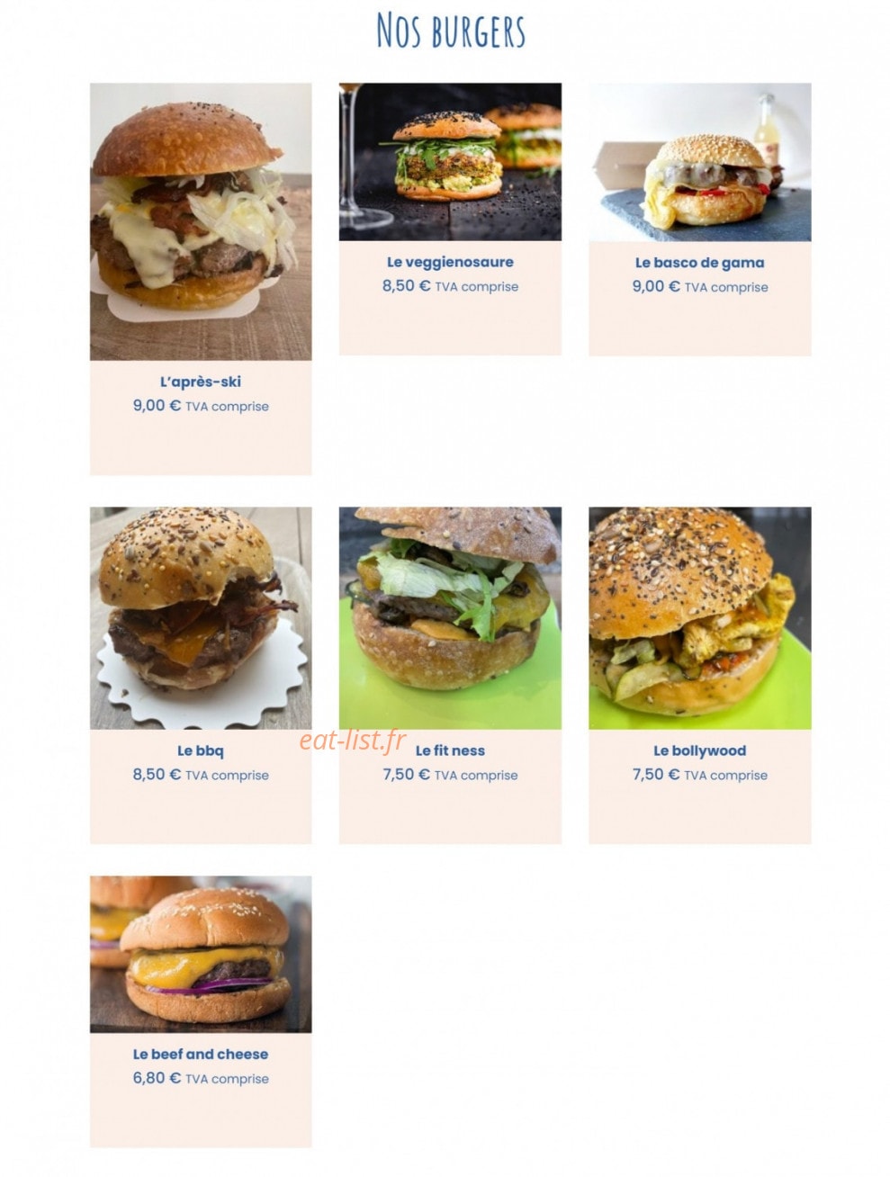 Païa snacking — carte page 1