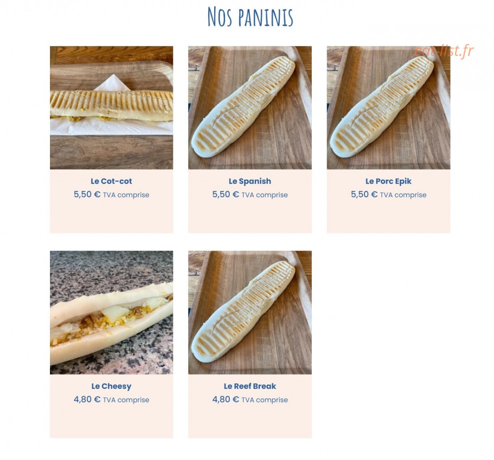 Païa snacking — carte page 2