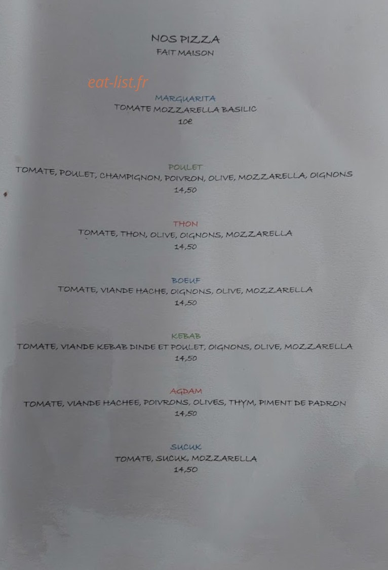 Paradis Grill — carte page 1