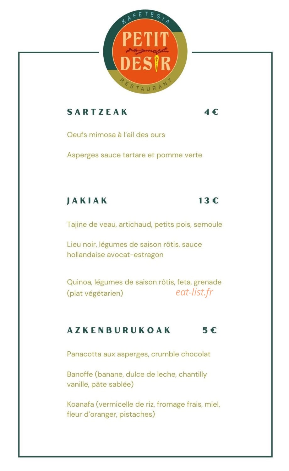 Petit Désir — carte page 1
