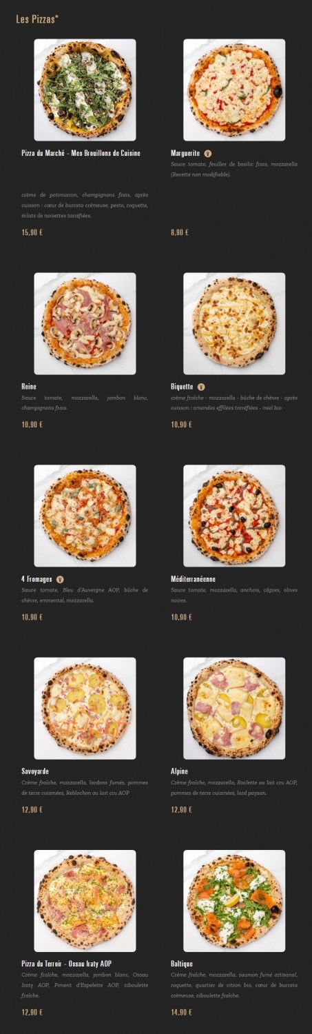 Pizza Cosy — carte page 1