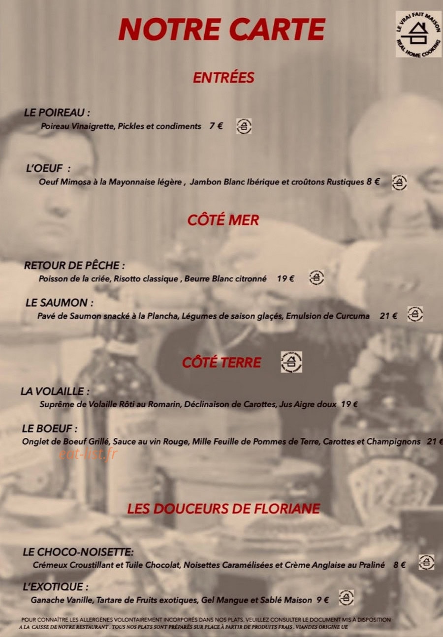 Restaurant O'707 — carte page 1