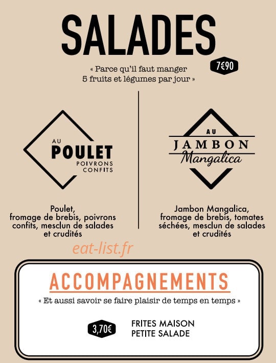 SB Artisans Burger — carte page 5