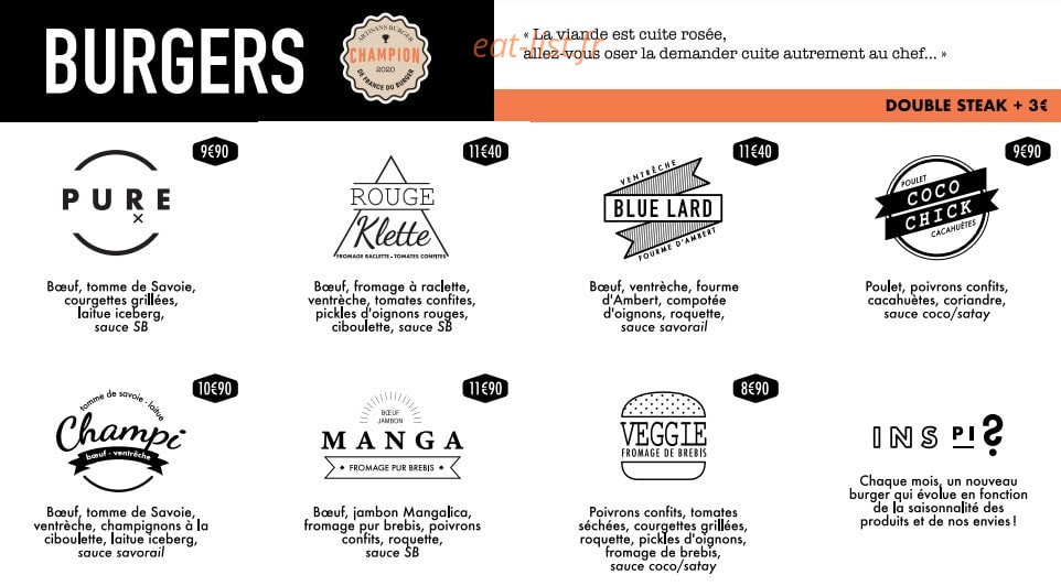 SB Artisans Burger — carte page 2