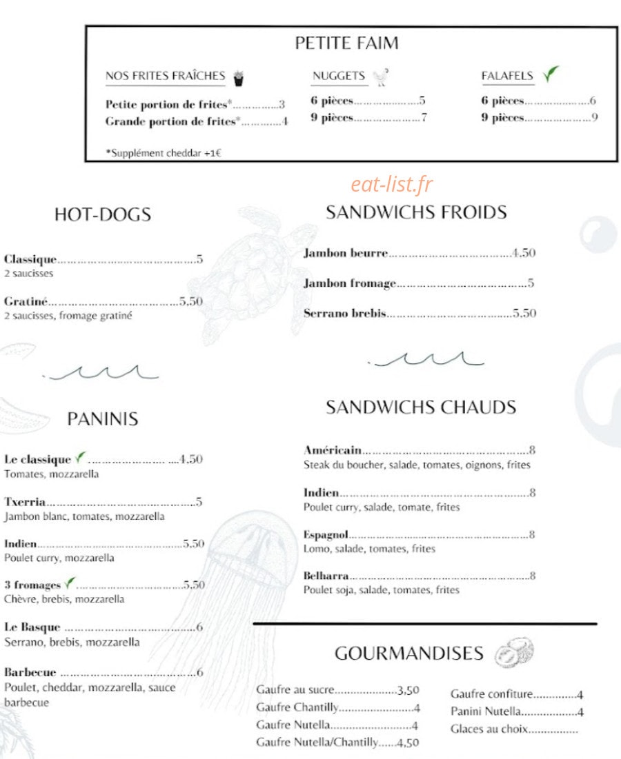 Snack Belharra — carte page 2