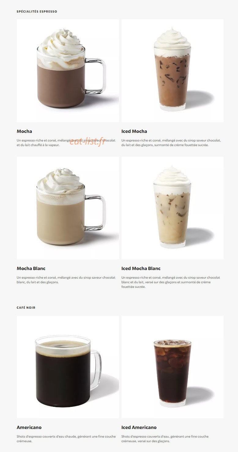 Starbucks Coffee — carte page 3