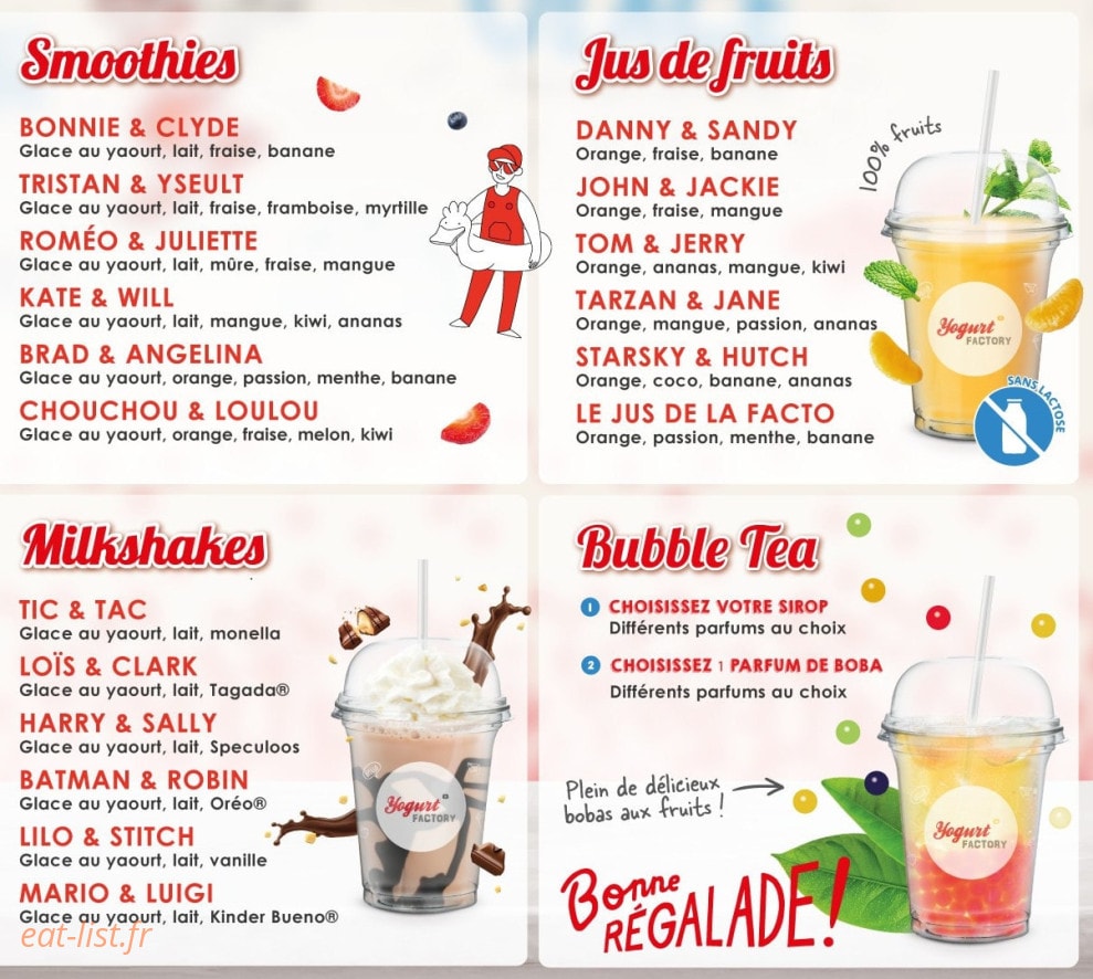 Yogurt Factory — carte page 2