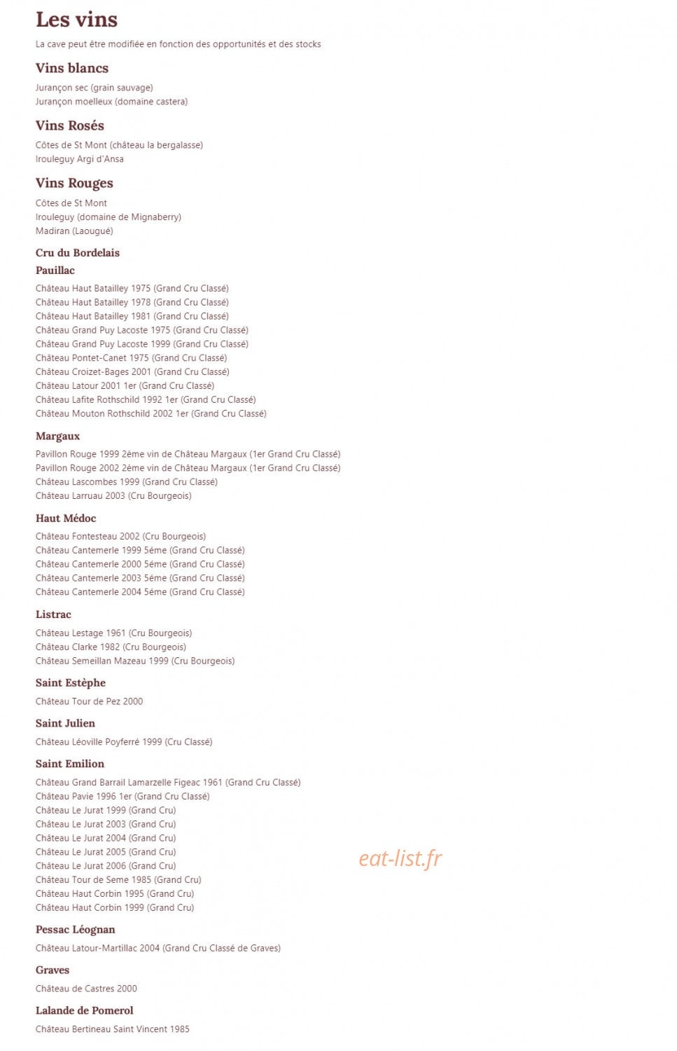 Auberge Goxoki — carte page 3