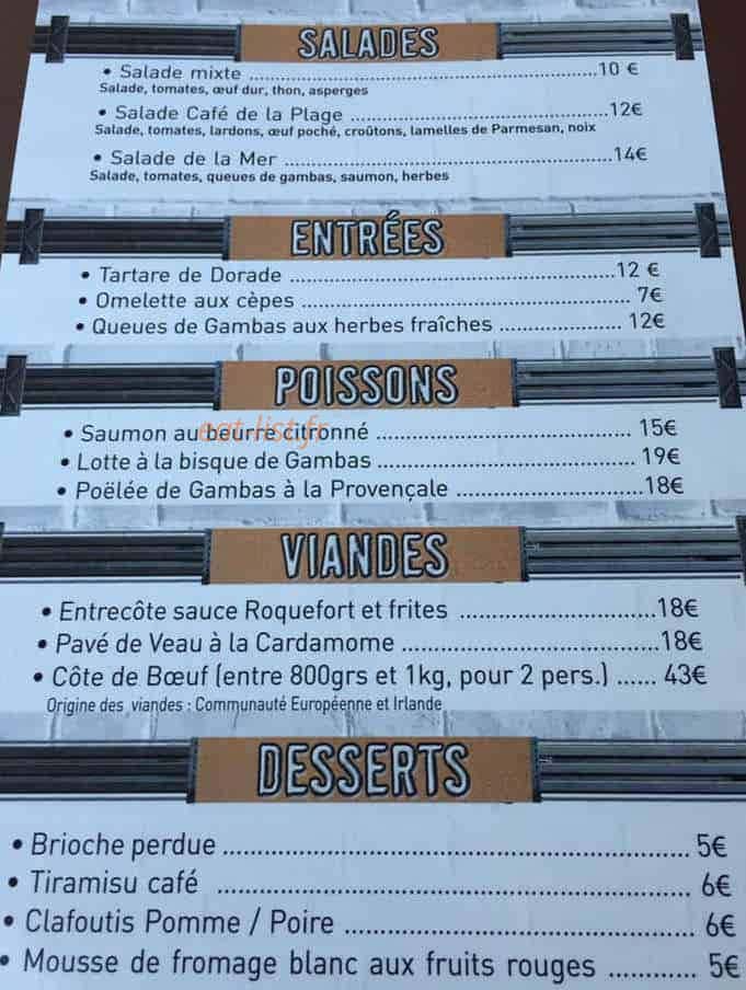 Café de la Plage — carte page 2