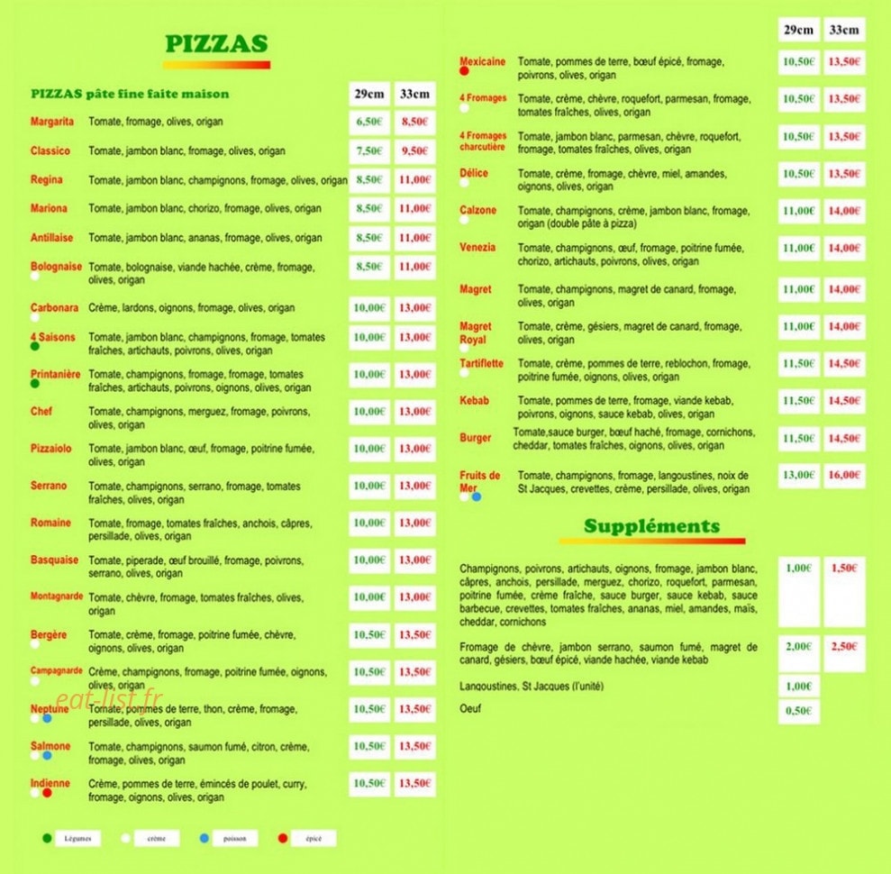 Croq Pizza — carte page 1