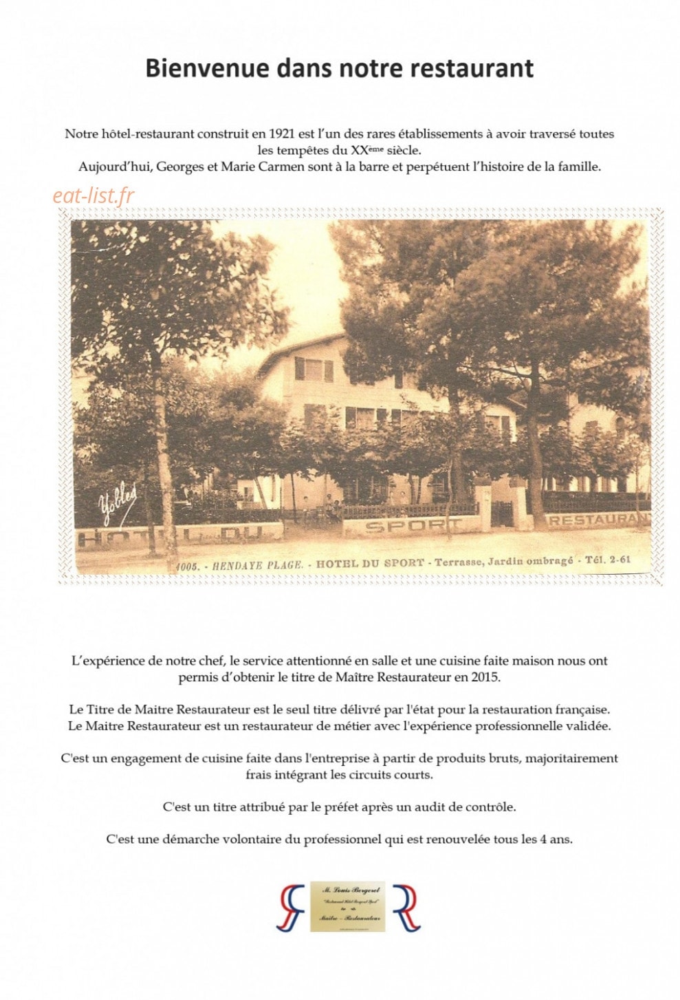Hôtel Bergeret Sport — carte page 1