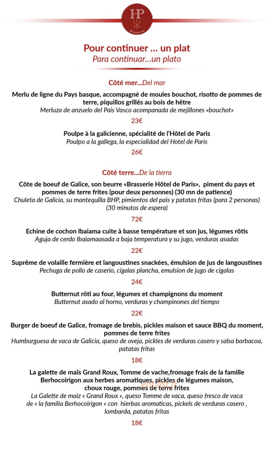 Hôtel de Paris — carte page 2
