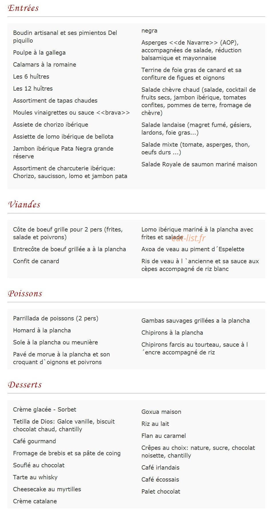 la pinta menu