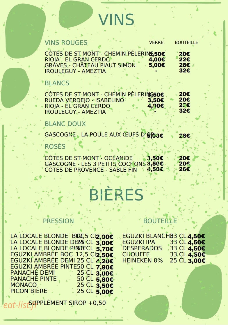 La Table d'Ametza — carte page 7