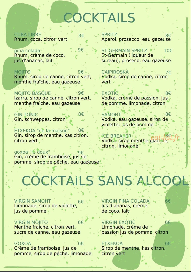 La Table d'Ametza — carte page 6