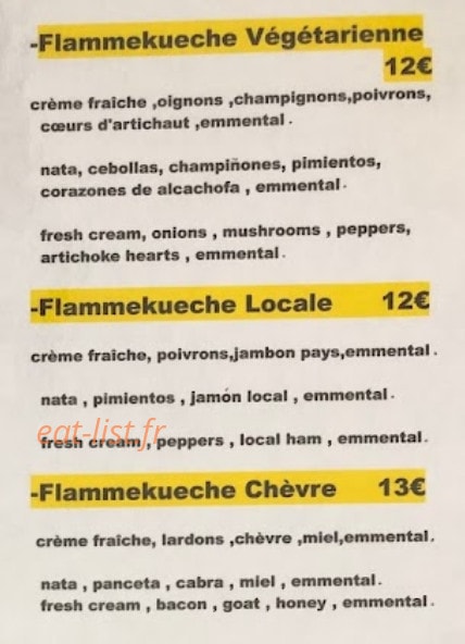 Le flammekueche — carte page 2