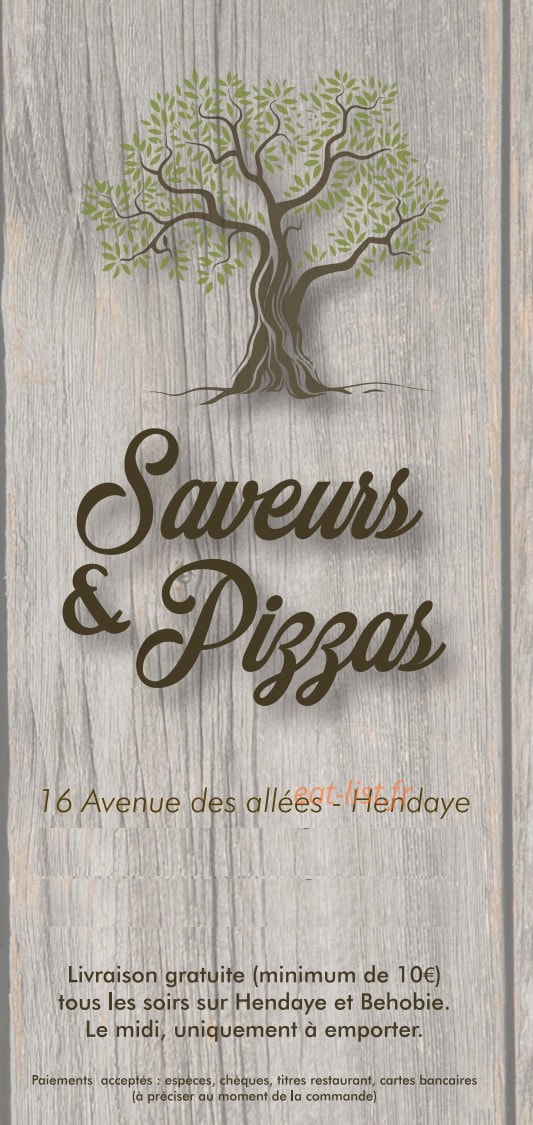 Saveurs Et Pizza — carte page 1