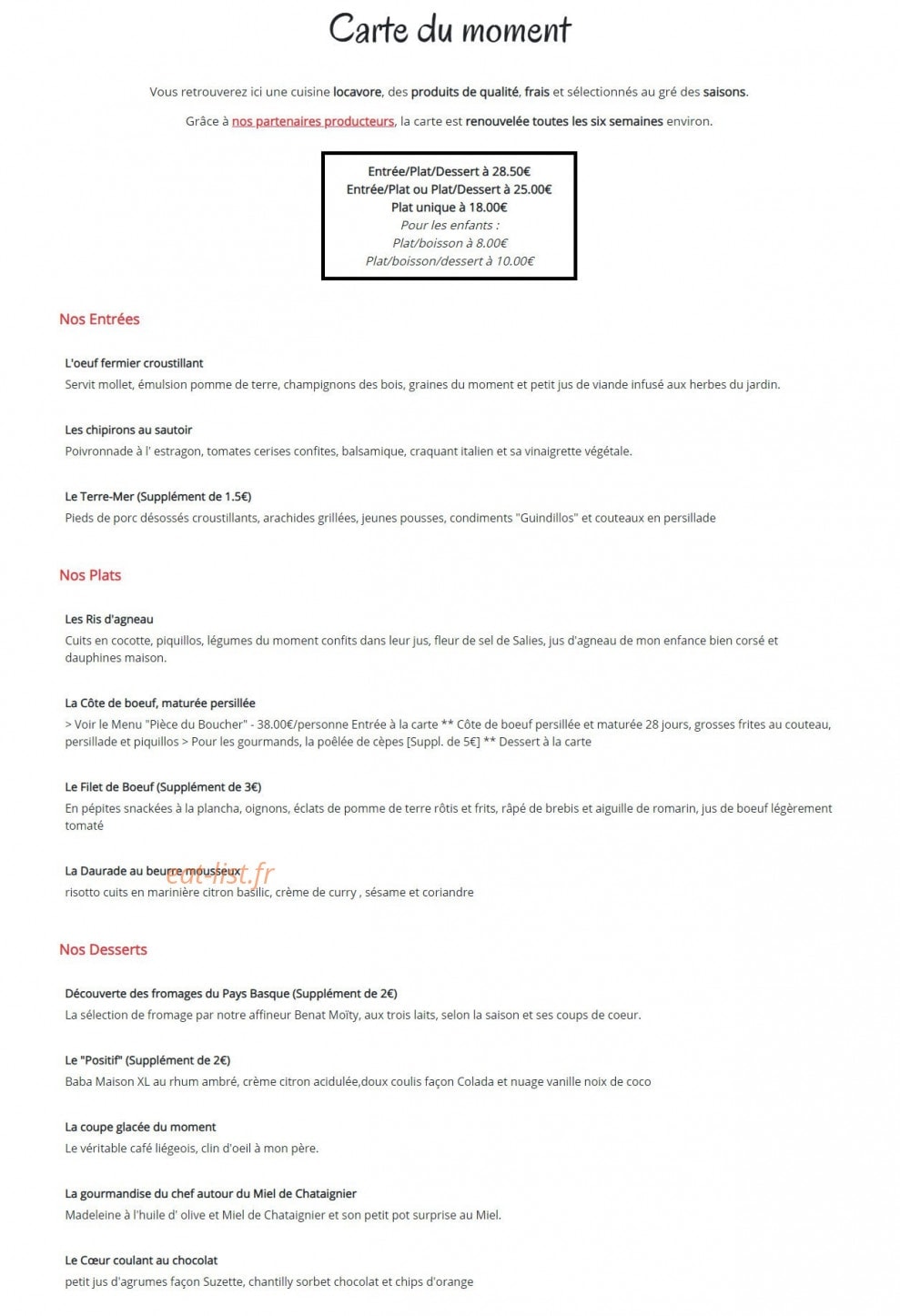 La Ferme Gourmande — carte page 2