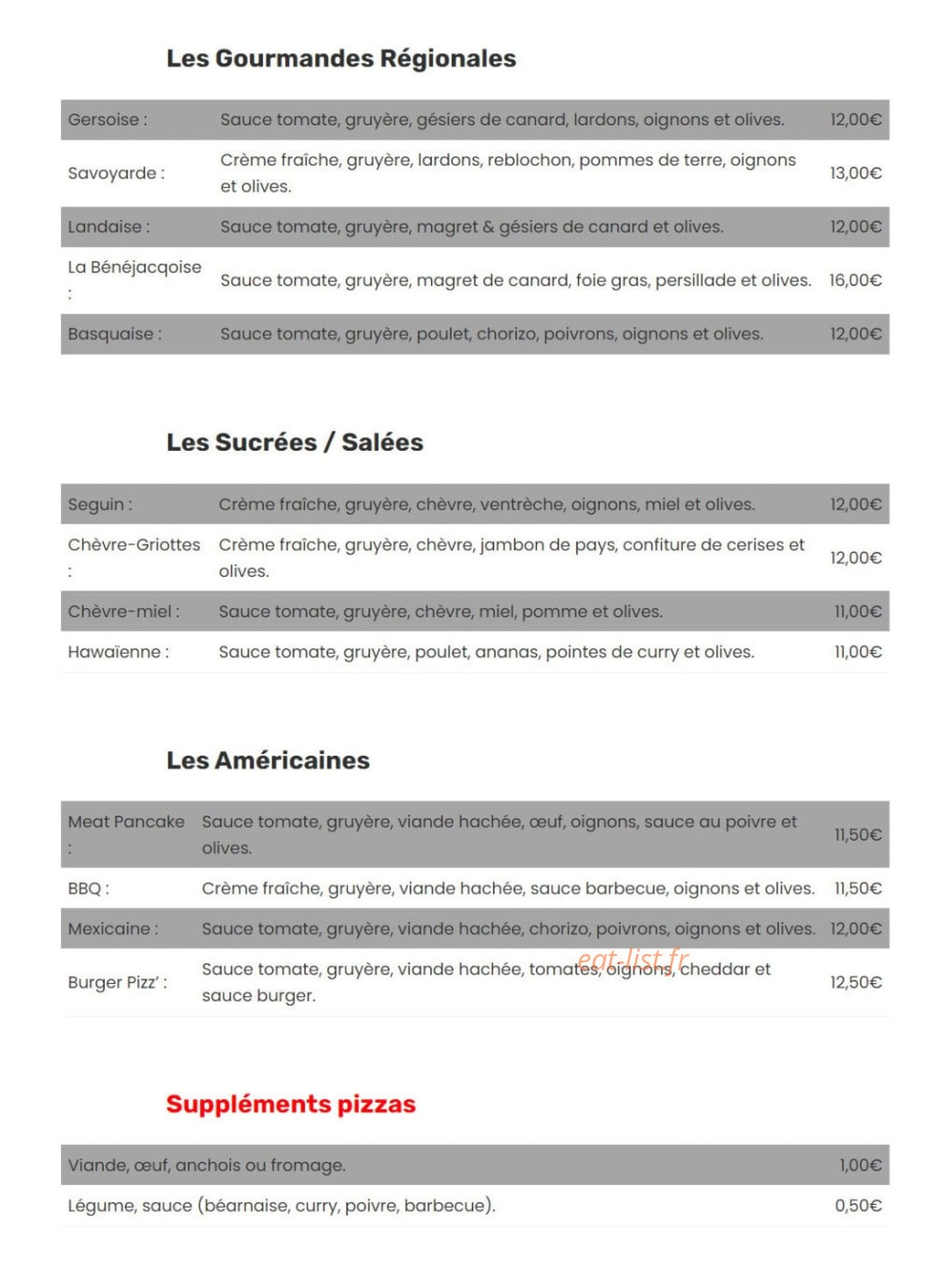 Les Petits Gourmands — carte page 2