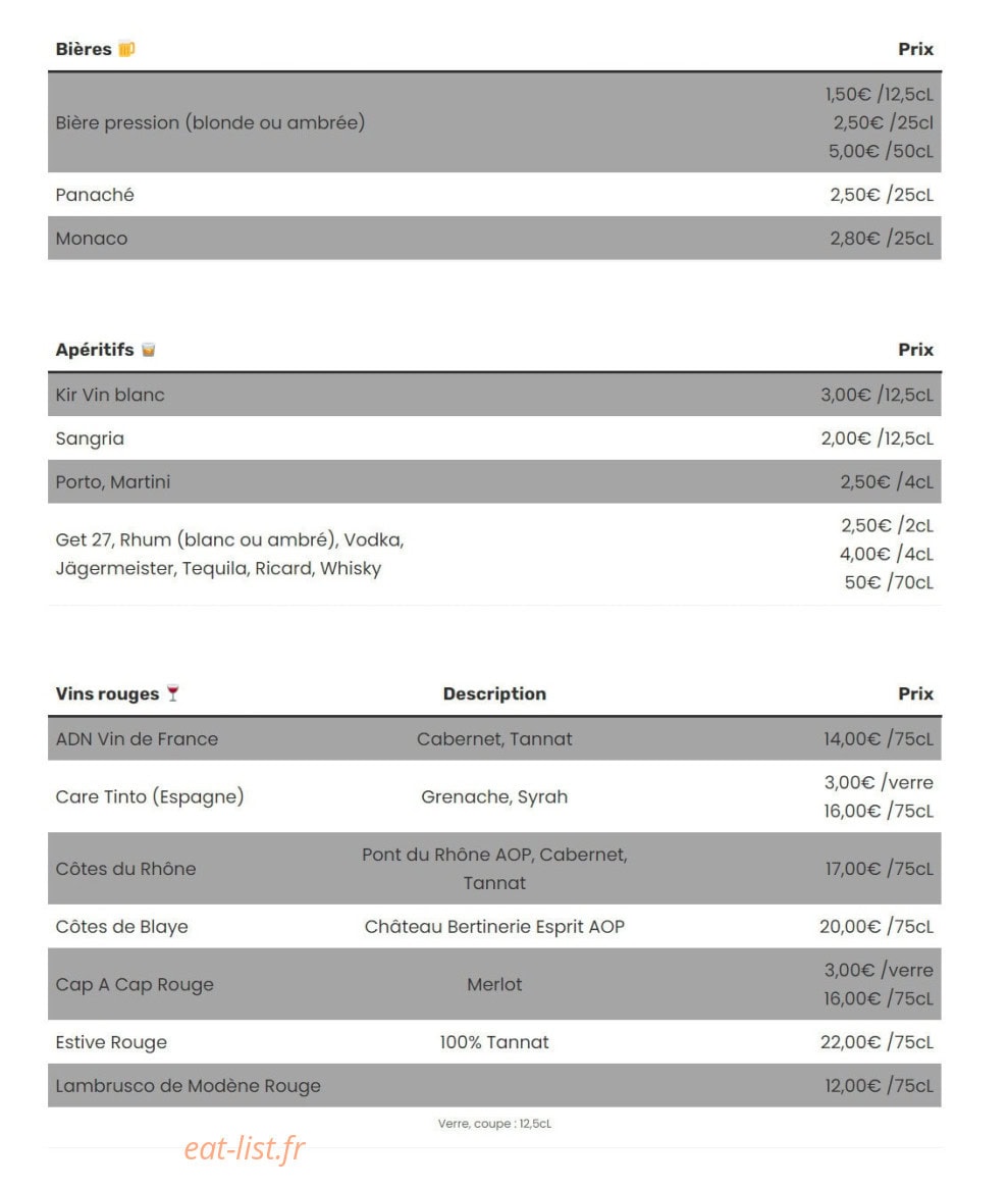Les Petits Gourmands — carte page 8