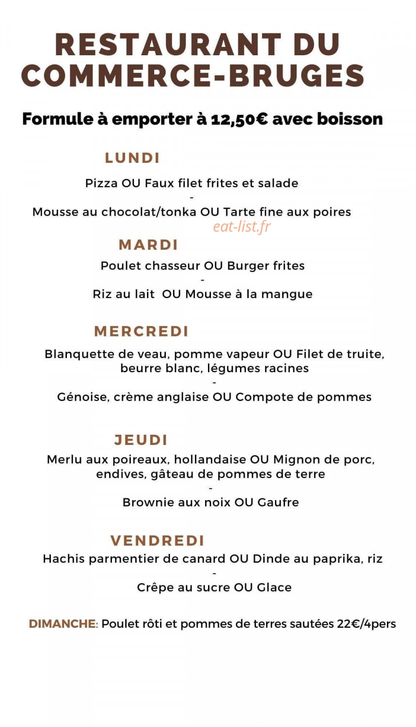 Café Restaurant du Commerce — carte page 1