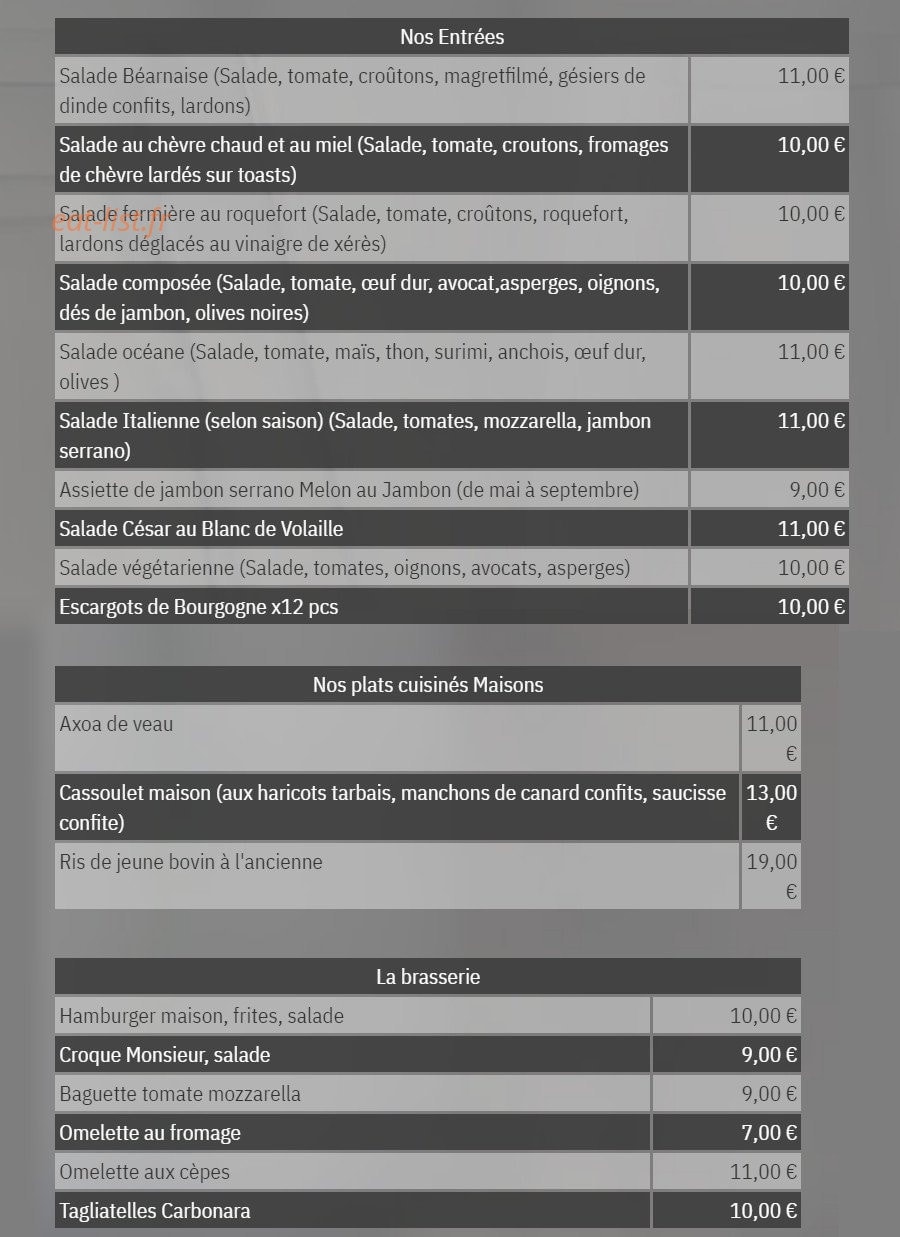 Le Bienvenu — carte page 2