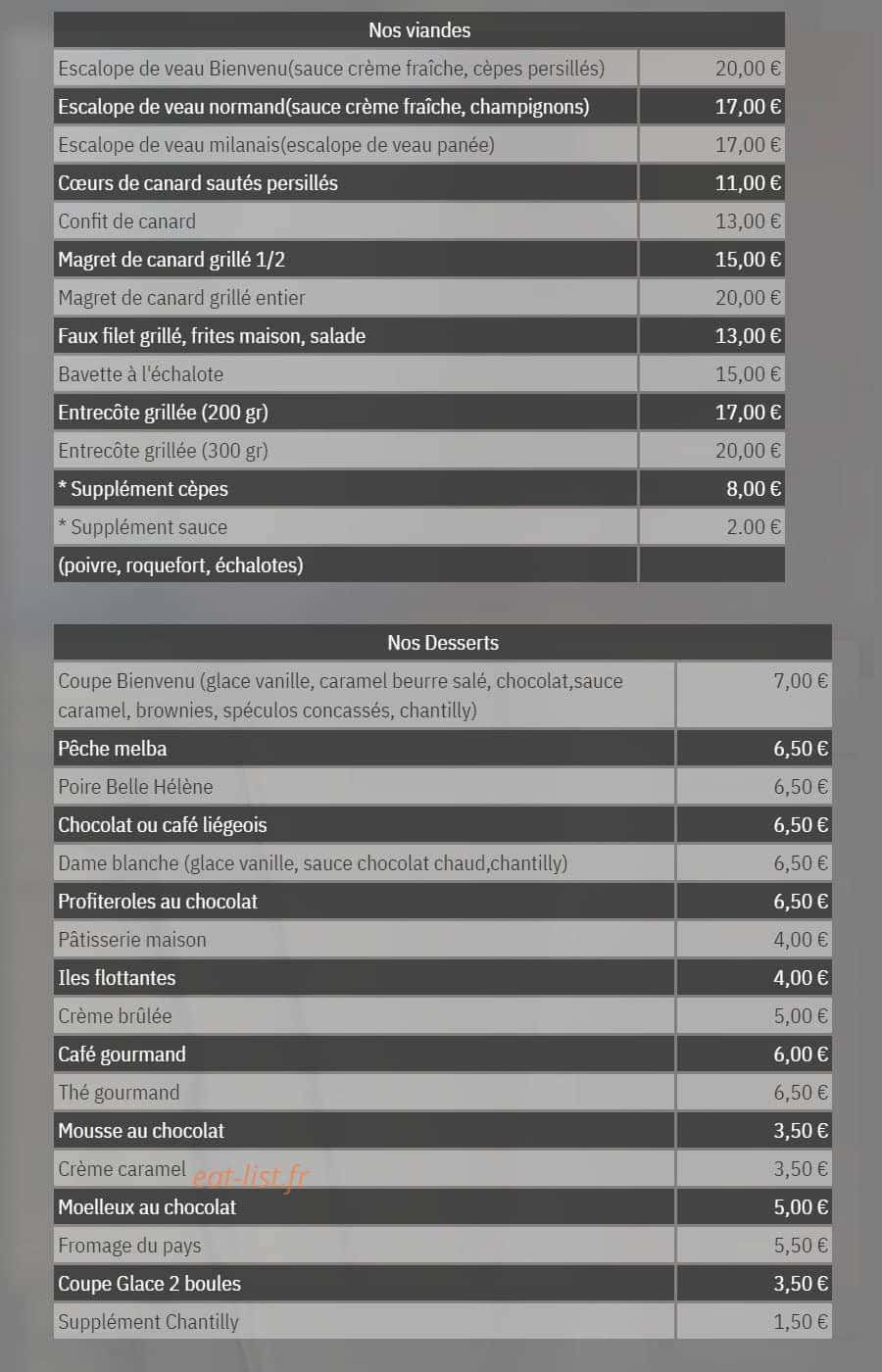 Le Bienvenu — carte page 3