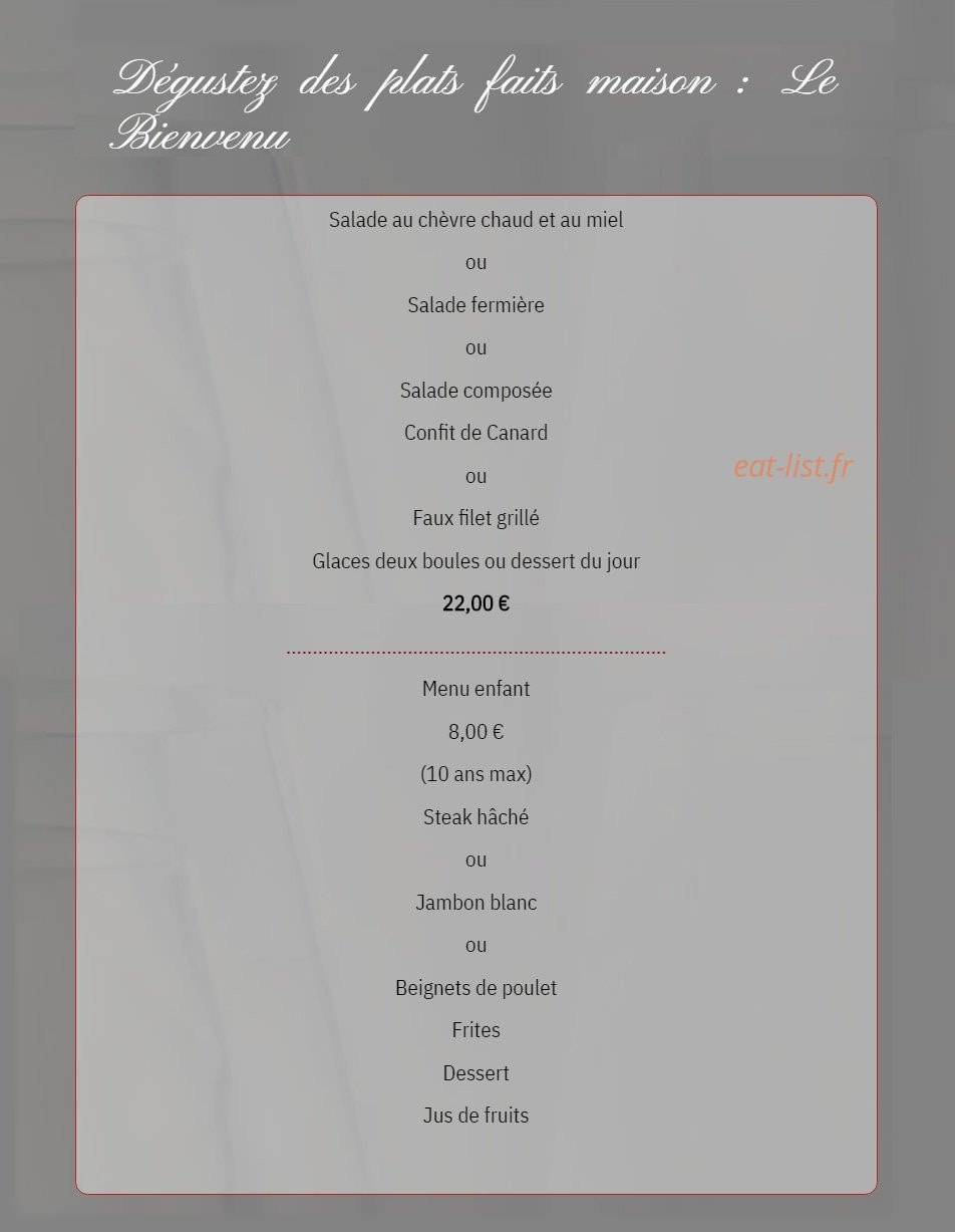Le Bienvenu — carte page 1