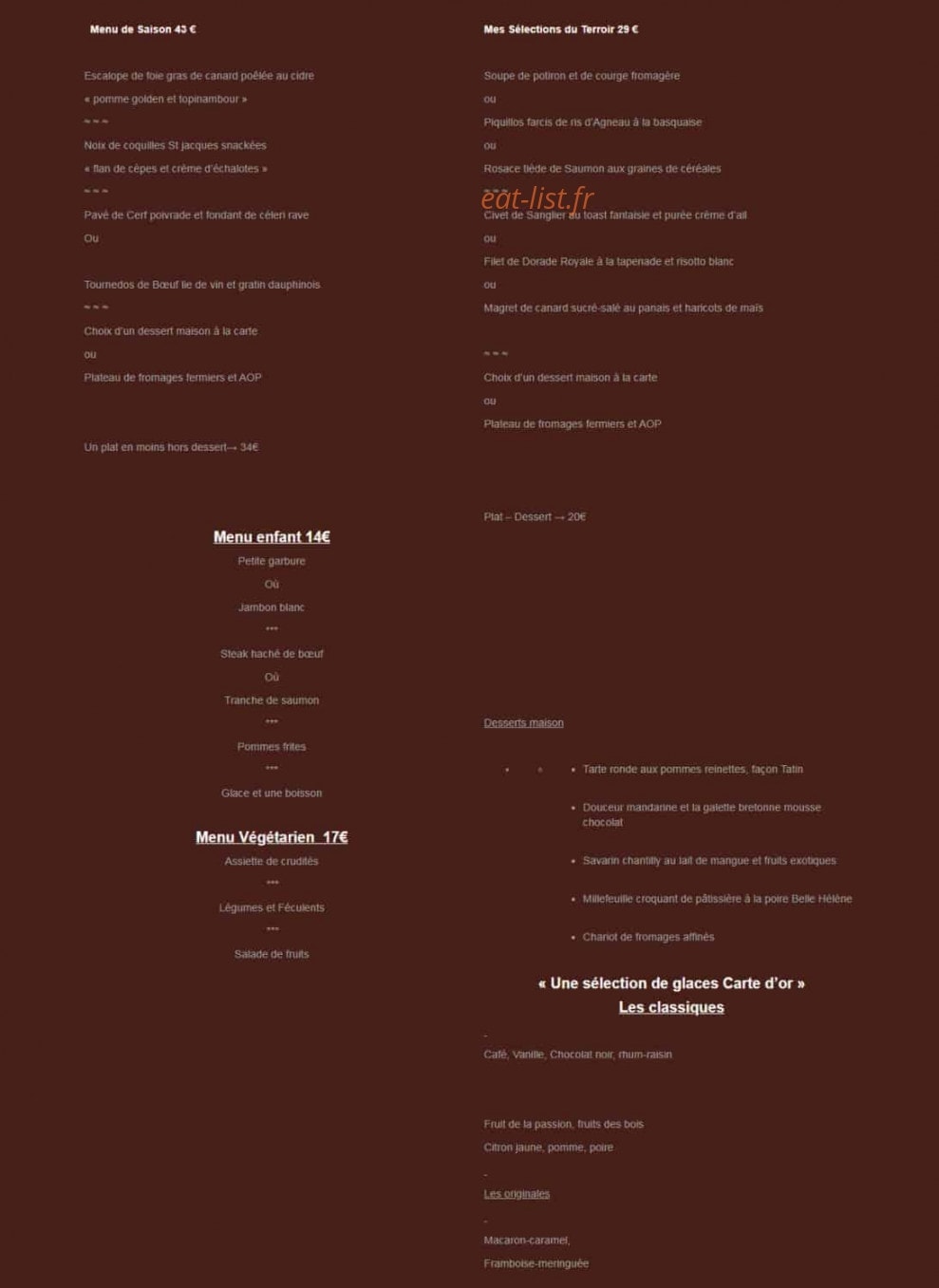 Le Vieux Logis — carte page 1