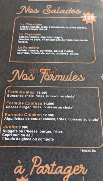 Carte et menu de Histoire sans faim à Nay Bourdettes — Salades et formules