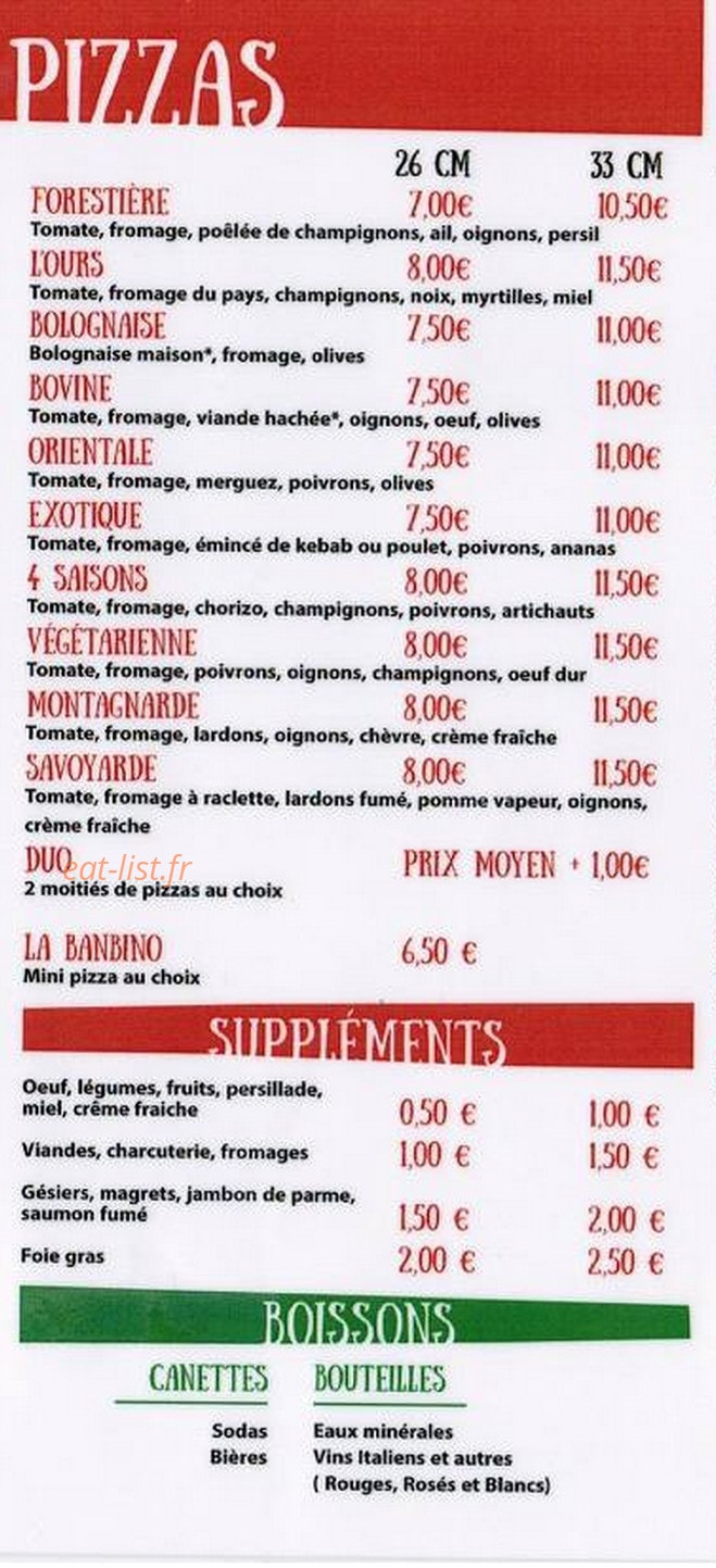 Le Pizzaïol — carte page 2
