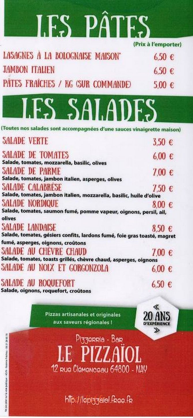 Le Pizzaïol — carte page 3