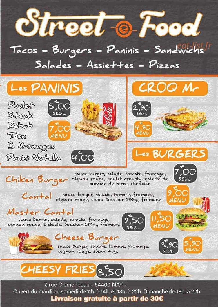 Streetfood 64 — carte page 1