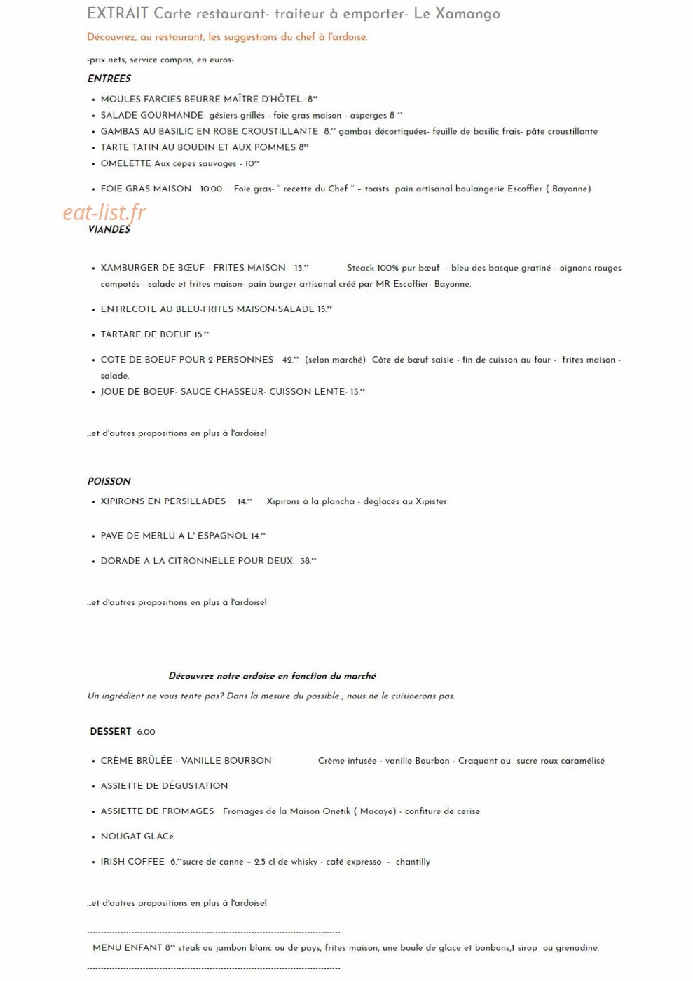 Le Xamango — carte page 2