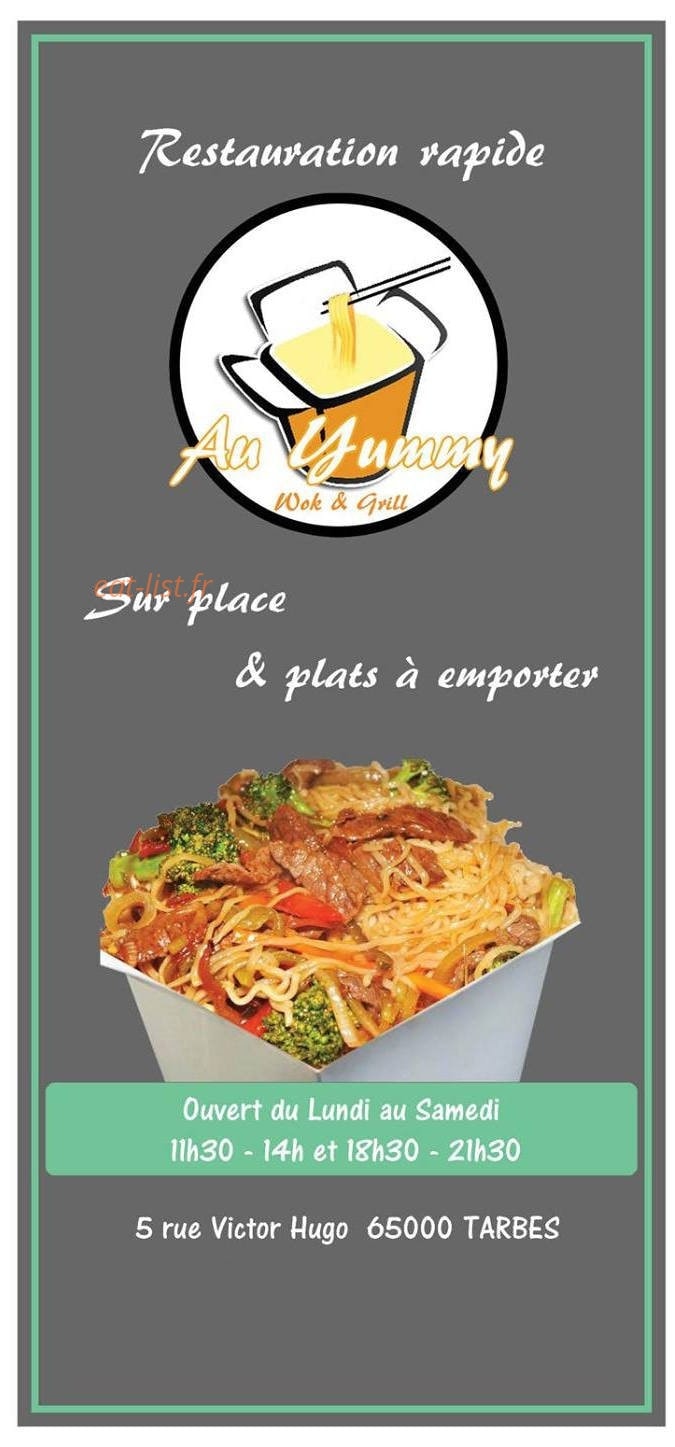 Au Yummy — carte page 1