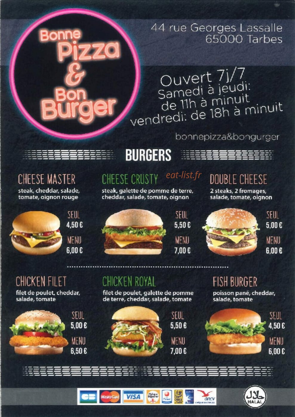 Bonne Pizza & bon burger — carte page 1