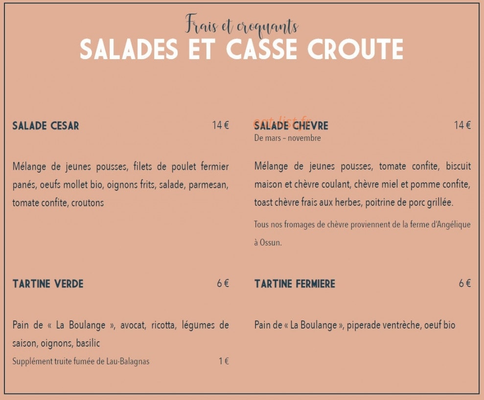 Chez Marcel — carte page 2