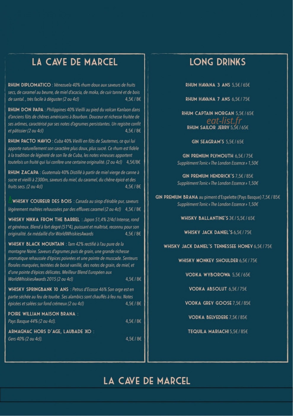Chez Marcel — carte page 10