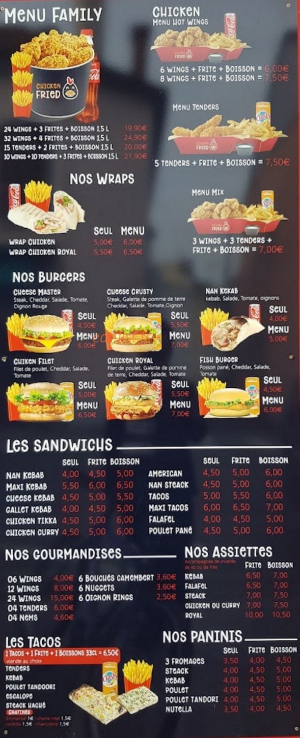 Chicken fried — carte page 1