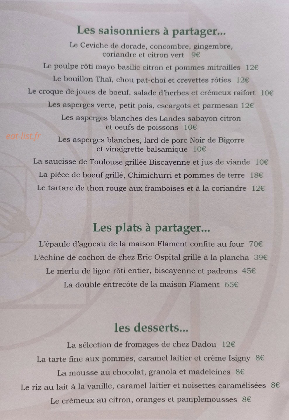 La Cantine des Halles — carte page 2