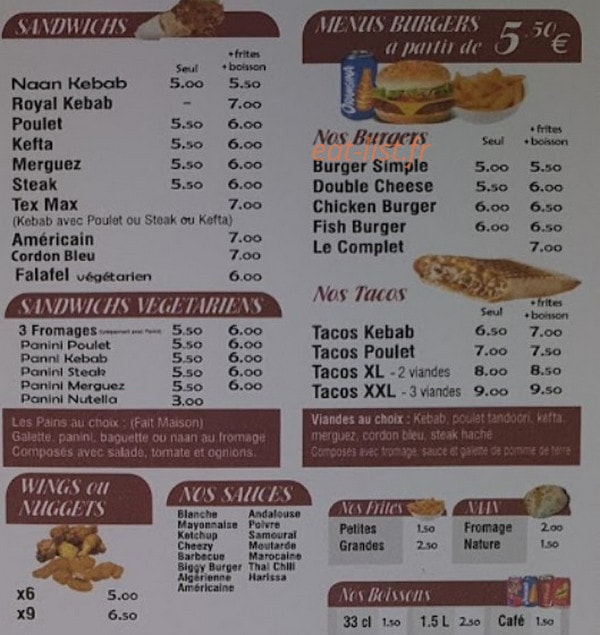 NaaN Tandoori — carte page 1